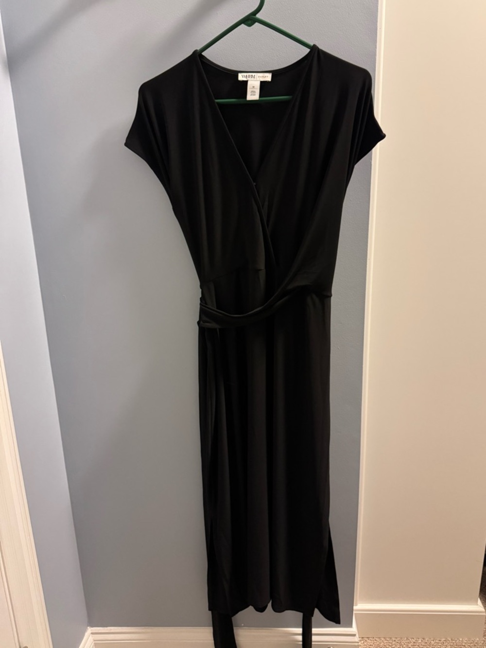 WHBM Black Midi Wrap Dress